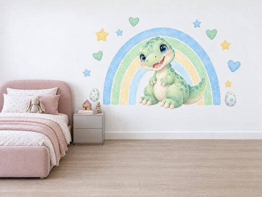 Dinosauří holčička pod duhou