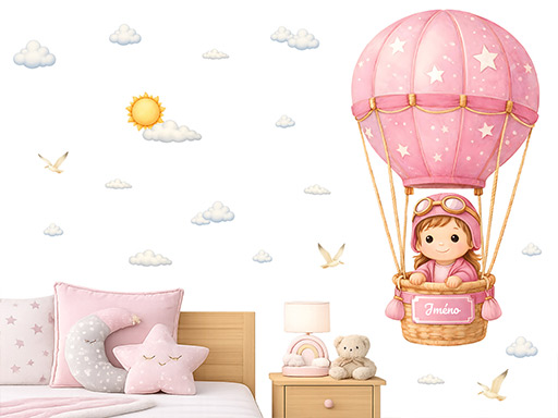 Dievča v balóne s menom, nálepky na stenu, dievča v balóne s menom, nálepky na stenu, malé dievča v balóne s menom, dekorácie na stenu, mladá dáma v balóne s menom, tapeta na stenu