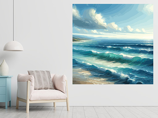 Mořské vlny samolepky na zeď, Mořské vlny nálepky na zeď, Mořské vlny dekorace na zeď, Mořské vlny samolepící nálepky na zeď