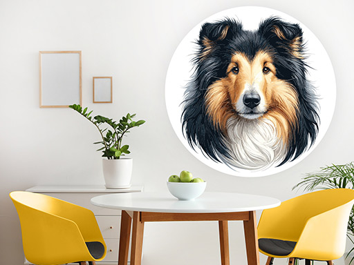 Dlhosrstá kólia samolepky na stenu, Dlhosrstá kólia nálepky na stenu, Dlhosrstá kólia dekorácie na stene, Dlhosrstá kólia tapety na stene