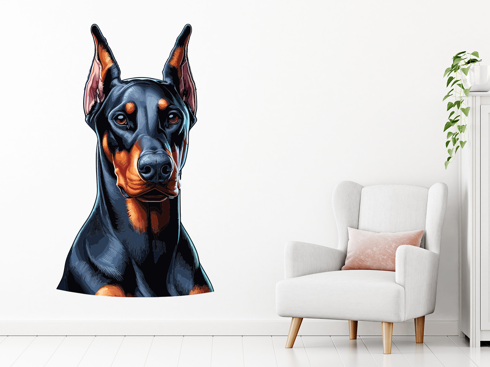 Dobermann samolepky na stenu, Doberman nálepky na stenu, Doberman dekorácie na stene, Doberman tapety na stene