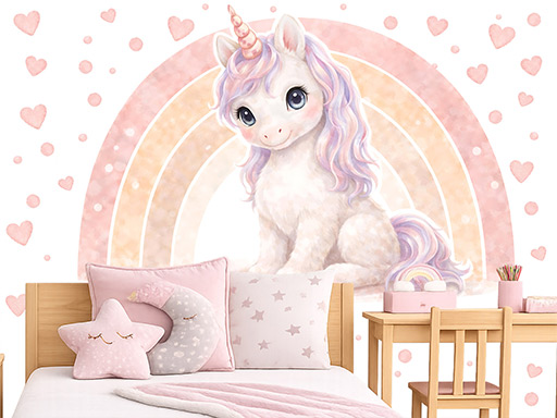 Nálepky na stenu s dúhou a jednorožcom, Nálepky na stenu s dúhou a jednorožcom, Dekorácie na stenu s dúhou a jednorožcom, Nálepky na stenu s jednorožcom a dúhou, Nálepka na stenu s jednorožcom a dúhou