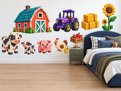 Minecraft Farma s fialovým traktorem