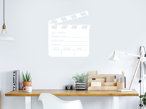Nálepka na stenu s motívom filmovej klapky, Samolepky na stenu s motívom filmovej klapky, Dekorácia na stenu s motívom filmovej klapky, Samolepiaca dekorácia na stenu s motívom filmovej klapky, Samolepiaca tapeta s motívom filmovej klapky
