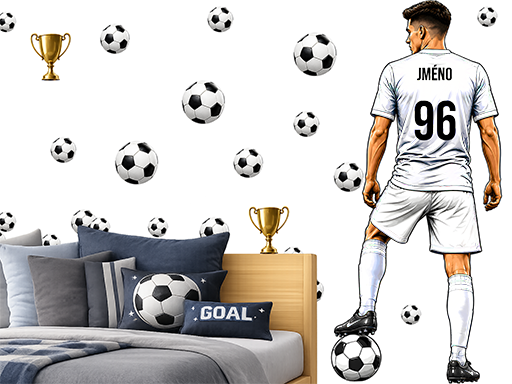 Nálepky na stenu s menom futbalistu podľa želania, Dekorácia na stenu s menom futbalistu podľa želania, Samolepiaca dekorácia na stenu s menom futbalistu podľa želania, Nálepky na stenu s menom futbalistu podľa želania