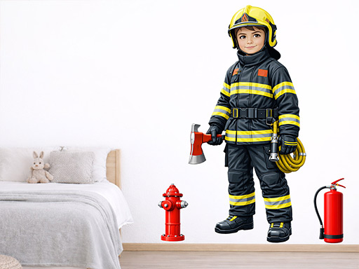 Hasič 2 samolepky na zeď, Hasič 2 nálepky na zeď, Hasič 2 dekorace na zeď, Hasič 2 samolepící nálepky na zeď