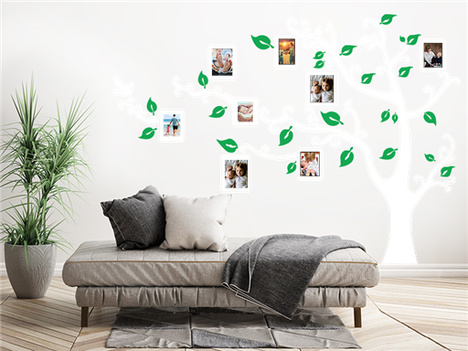 Hnedý strom s rámčekmi samolepky na stenu, Hnedý strom s rámčekmi nálepky na stenu, Hnedý strom s rámčekmi dekorácie na stenu, Hnedý strom s rámčekmi samolepiace nálepky na stenu