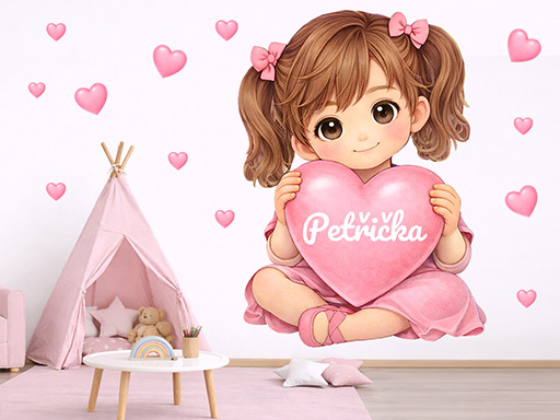 Dievčatko so srdiečkom a menom