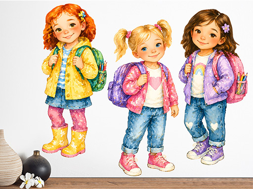 Dievčatá zo škôlky – nálepky na stenu, Dievčatá zo škôlky – tapety na stenu, Dievčatá zo škôlky – dekorácie na stenu, Dievčatá zo škôlky – nálepky na stenu