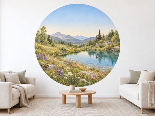 Horské pleso medzi lúčnymi kvetmi