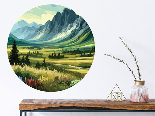 Hory a louky samolepky na zeď, Hory a louky nálepky na zeď, Hory a louky dekorace na zeď, Hory a louky samolepící nálepky na zeď