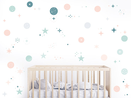 Hvězdičky a puntíky samolepky na zeď, Hvězdičky a puntíky nálepky na zeď, Hvězdičky a puntíky dekorace na zeď, Hvězdičky a puntíky samolepící nálepky na zeď