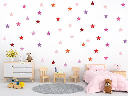 Hvězdičky pro holky samolepky na zeď, Hvězdičky pro holky nálepky na zeď, Hvězdičky pro holky dekorace na zeď, Hvězdičky pro holky samolepící nálepky na zeď
