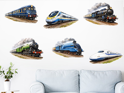 Ikonické vlaky samolepky na stenu, Ikonické vlaky tapety na stenu, Ikonické vlaky dekorácie na stenu, Ikonické vlaky nálepky na stenu