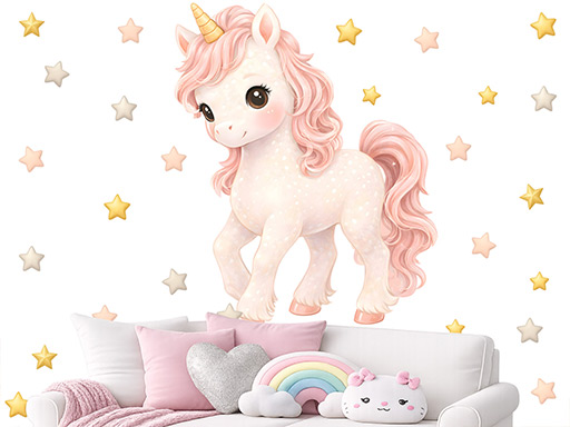 Nálepky na stenu Unicorn pre dievčatá, Dekorácie na stenu Unicorn pre dievčatá, Samolepiace dekorácie na stenu Unicorn pre dievčatá, Nálepky na stenu Unicorn pre dievčatá