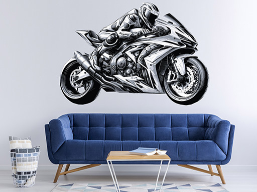 Jazdec na motorke samolepky na stenu, Jazdec na motorke nálepky na stenu, Jazdec na motorke dekorácie na stene, Jazdec na motorke tapety na stene