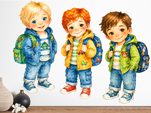 Chlapci zo škôlky – nálepky na stenu, Chlapci zo škôlky – tapety na stenu, Chlapci zo škôlky – dekorácie na stenu, Chlapci zo škôlky – nálepky na stenu