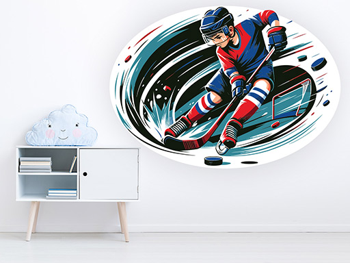 Chlapec hokejista samolepky na stenu, Chlapec hokejista nálepky na stenu, Chlapec hokejista dekorácie na stenu, Chlapec hokejista samolepiace nálepky na stenu