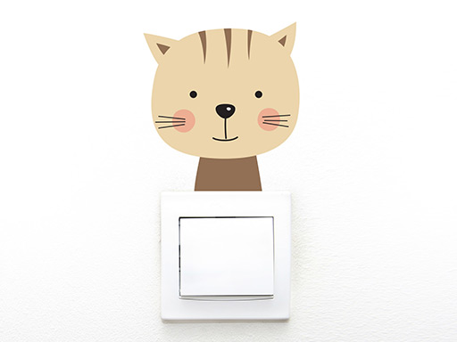 Mačička na vypínač samolepky na stenu, Mačička na vypínač nálepky na stenu, Mačička na vypínač dekorácie na stenu, Mačička na vypínač samolepiace nálepky na stenu
