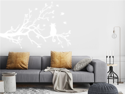 Mačka na vetve samolepky na stenu, Mačka na vetve nálepky na stenu, Mačka na vetve dekorácie na stenu, Mačka na vetve samolepiace nálepky na stenu