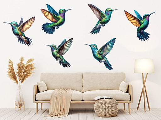 Kolibríky samolepky na stenu, Kolibríky nálepky na stenu pre deti, Kolibríky detské dekorácie na stenu, Kolibríky samolepiace nálepky na stenu