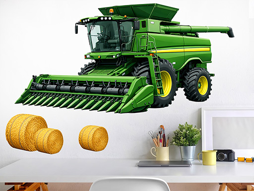 Kombajn samolepky na zeď, Kombajn nálepky na stěnu, Kombajn dekorace na zdi, Kombajn tapety na zdi
