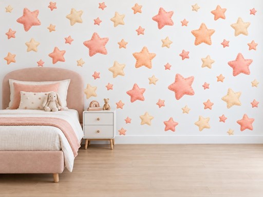Korálové a meruňkové plyšové hvězdičky