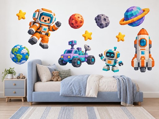 Minecraft Kosmonaut a robot ve vesmíru
