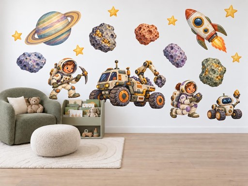 Kosmonauti horníci na asteroidech samolepky na zeď, Kosmonauti horníci na asteroidech tapety na zeď, Kosmonauti horníci na asteroidech dekorace na zeď, Kosmonauti horníci na asteroidech nálepky na zeď