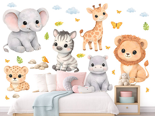 Kouzelná zvířátka samolepky na zeď, Kouzelná zvířátka nálepky na zeď pro děti, Kouzelná zvířátka dětské dekorace na zeď, Kouzelná zvířátka samolepící nálepky na zeď