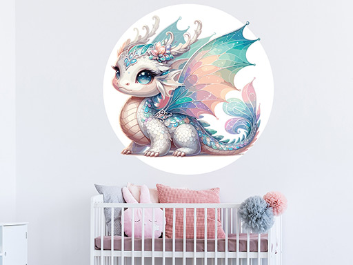 Kouzelný dráček samolepky na zeď, Kouzelný dráček do dětského pokoje samolepky na zeď, Kouzelný dráček nálepky na zeď, Kouzelný dráček pro děti dekorace na zeď, Kouzelný dráček samolepící nálepky na zeď