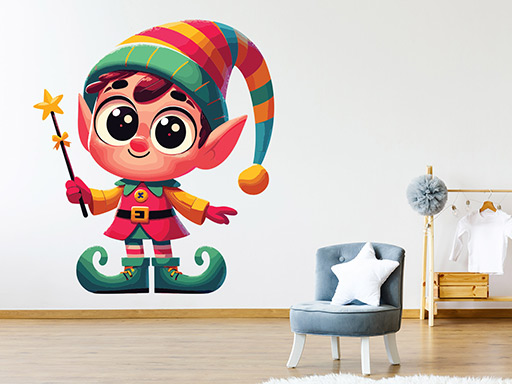 Kouzelný skřítek samolepka na zeď, Kouzelný skřítek nálepky na zeď, Kouzelný skřítek dekorace na stěnu, Kouzelný skřítek samolepící dekor na stěny, Kouzelný skřítek samolepící tapety na zeď