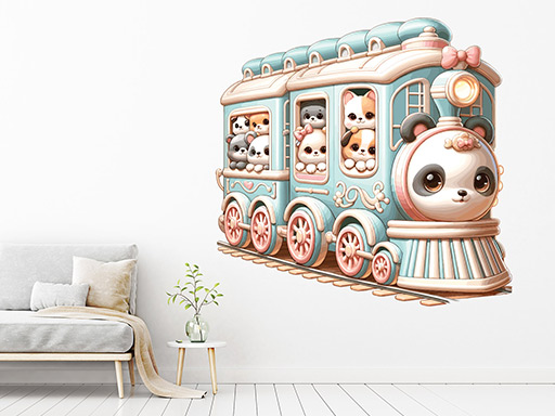 Kúzelný vláčik samolepky na stenu, Kúzelný vláčik nálepky na stenu pre deti, Kúzelný vláčik detské dekorácie na stenu, Kúzelný vláčik samolepiace nálepky na stenu