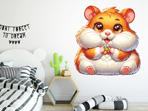 Škrečok samolepka na stenu, Škrečok nálepky na stenu, Škrečok dekorácie na stenu, Škrečok samolepiaci dekor na steny, Škrečok samolepiace tapety na stenu