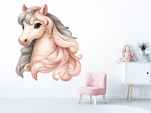 Kôň pre princeznú samolepky na stenu, Kôň pre princeznú do detskej izby samolepky na stenu, Kôň pre princeznú nálepky na stenu, Kôň pre princeznú pre deti dekorácie na stenu, Kôň pre princeznú samolepiace nálepky na stenu