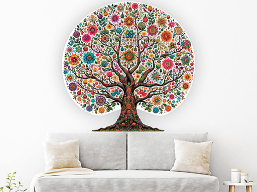 Kvetinový strom samolepka na stenu, Kvetinový strom nálepky na stenu, Kvetinový strom dekorácie na stenu, Kvetinový strom samolepiaci dekor na steny, Kvetinový strom samolepiace tapety na stenu,