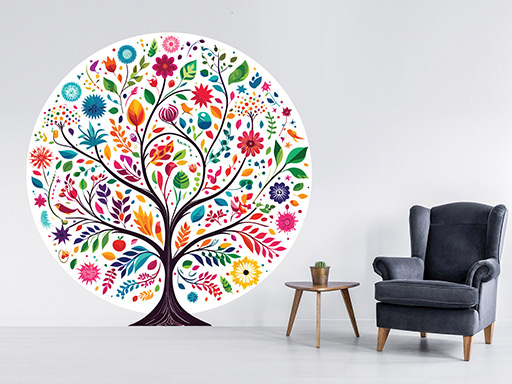 Květnatý strom samolepka na stenu, Květnatý strom nálepky na stenu, Květnatý strom dekorácie na stenu, Květnatý strom samolepiaci dekor na steny, Květnatý strom samolepiace tapety na stenu