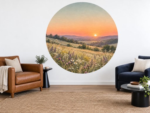 Kvitnúca stráň pri západe slnka