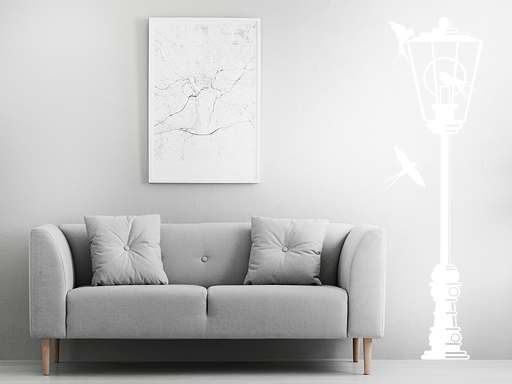 Nálepka na stenu s lampou a lastovičkami, Nálepky na stenu s lampou a lastovičkami, Dekorácia na stenu s lampou a lastovičkami, Samolepiaca dekorácia na stenu s lampou a lastovičkami, Samolepiaca tapeta s lampou a lastovičkami