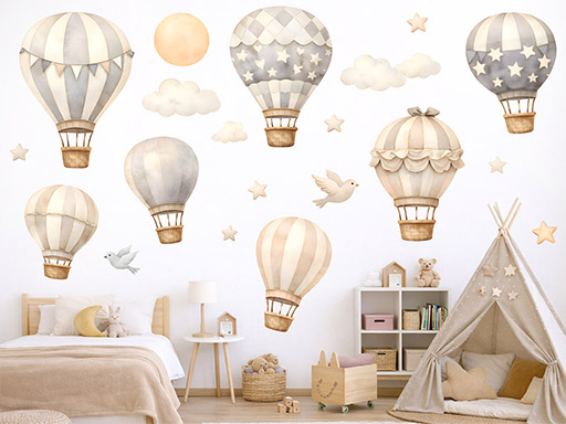 Lietajúce balóny scandi akvarel