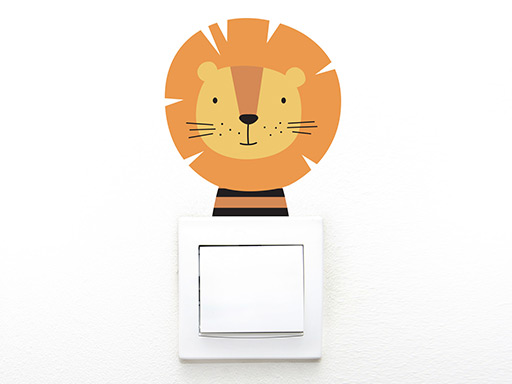 Lev na vypínač samolepky na zeď, Lev na vypínač nálepky na zeď, Lev na vypínač dekorace na zeď, Lev na vypínač samolepící nálepky na zeď