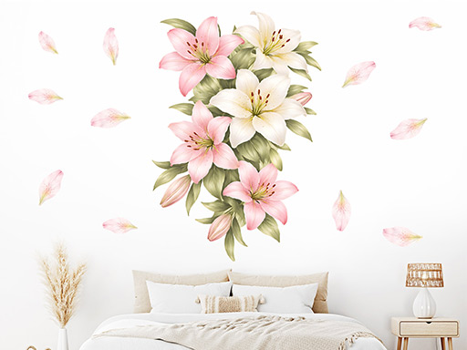 lilie samolepky na zeď, lilie nálepky na zeď, lilie dekorace na zeď, lilie samolepící nálepky na zeď