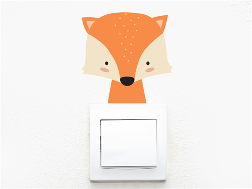 Líška na vypínač samolepky na stenu, Líška na vypínač nálepky na stenu, Líška na vypínač dekorácie na stenu, Líška na vypínač samolepiace nálepky na stenu