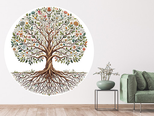 Listnatý strom samolepky na stenu, Listnatý strom nálepky na stenu, Listnatý strom dekorácie na stenu, Listnatý strom samolepiace nálepky na stenu