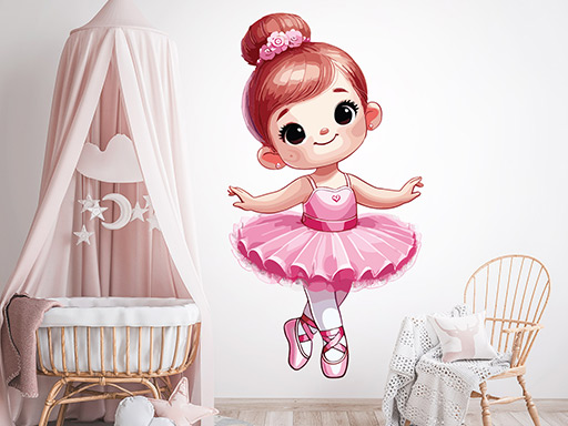 Malá baletka samolepky na zeď, Malá baletka nálepky na zeď, Malá baletka dekorace na zeď, Malá baletka samolepící nálepky na zeď