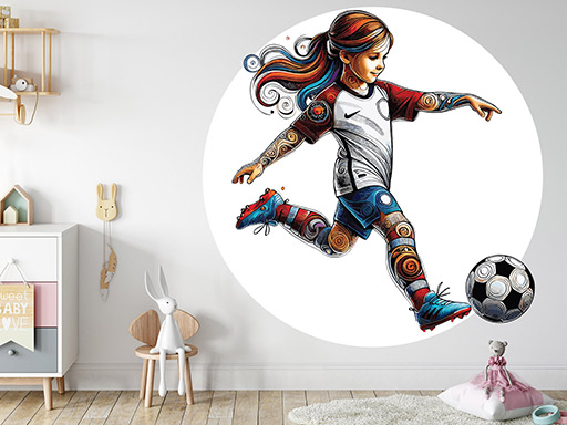 Malá fotbalistka samolepky na zeď, Malá fotbalistka nálepky na zeď, Malá fotbalistka dekorace na zeď, Malá fotbalistka samolepící nálepky na zeď