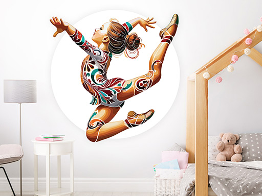 Malá gymnastka samolepky na zeď, Malá gymnastka nálepky na zeď, Malá gymnastka dekorace na zeď, Malá gymnastka samolepící nálepky na zeď