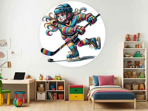 Malá hokejistka samolepky na stenu, Malá hokejistka nálepky na stenu, Malá hokejistka dekorácie na stenu, Malá hokejistka samolepiace nálepky na stenu
