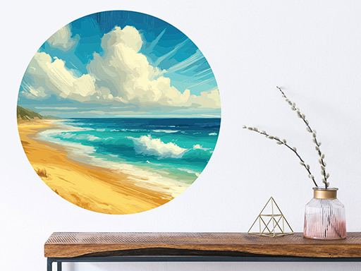 Maľovaná pláž samolepky na stenu, Maľovaná pláž nálepky na stenu, Maľovaná pláž dekorácie na stenu, Maľovaná pláž samolepiace nálepky na stenu