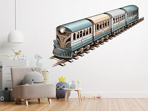 Malý vláčik samolepky na stenu, Malý vláčik nálepky na stenu pre deti, Malý vláčik detské dekorácie na stenu, Malý vláčik samolepiace nálepky na stenu